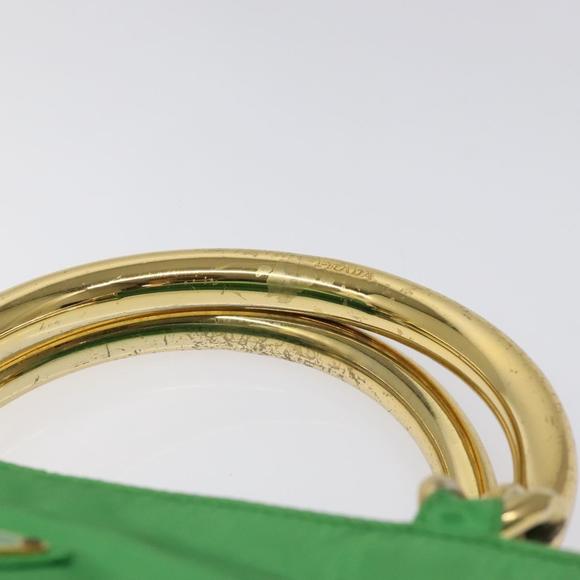 PRADA Hand Bag Nylon Green Gold Auth EC012 - Picture 8 of 16